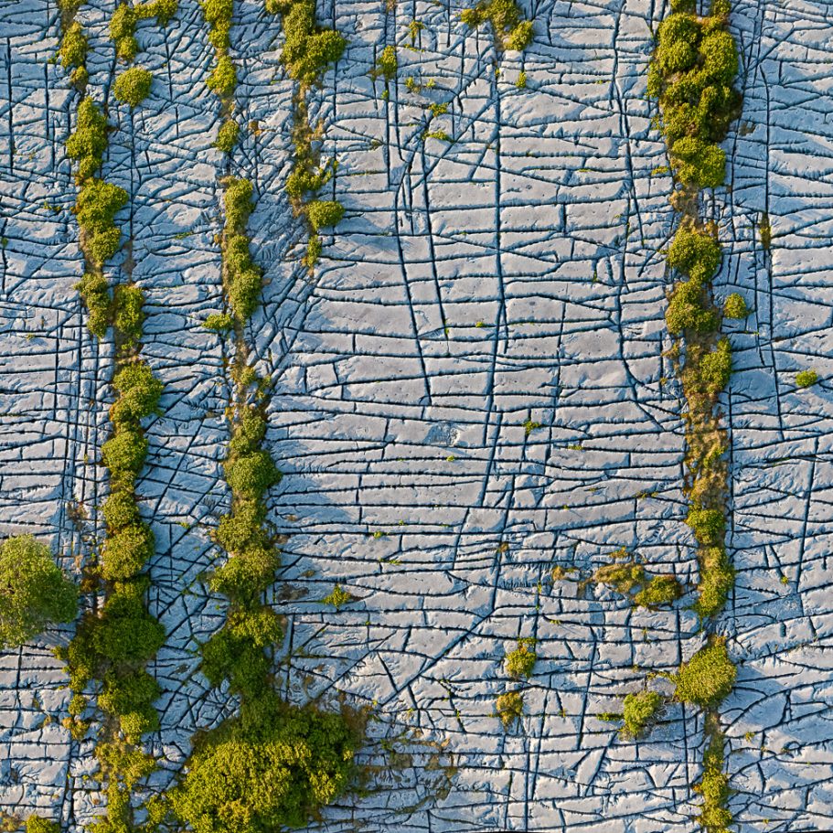 Aerial photo of limestone pavement