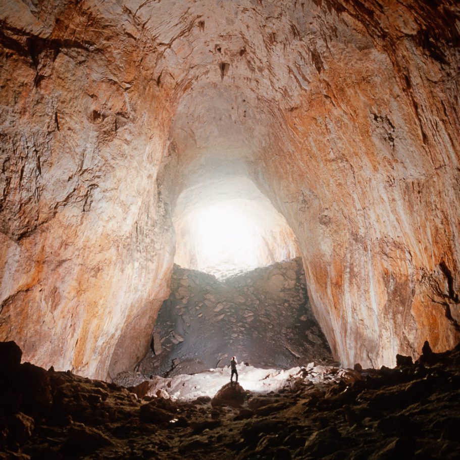 Large cave passage looking towards cave entrance 