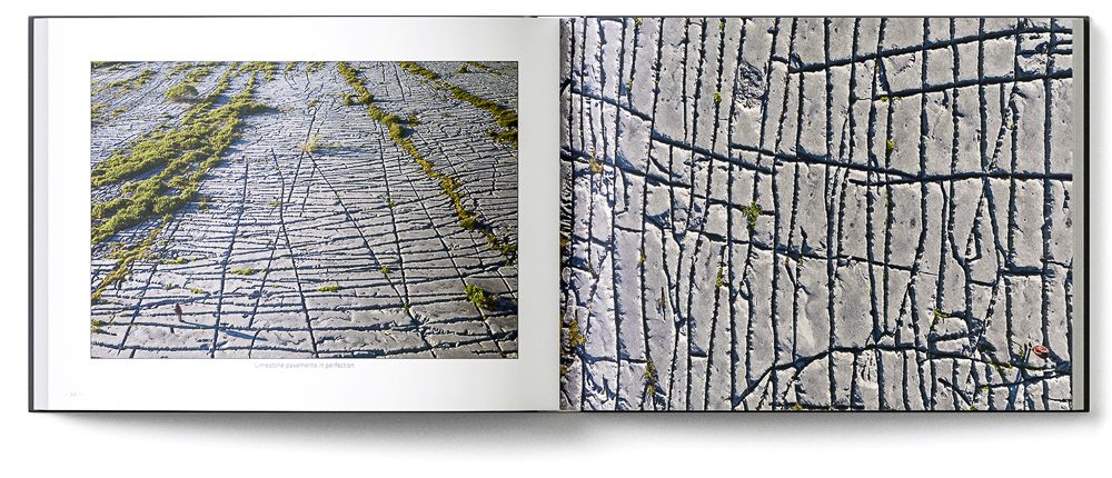 Sample double-page of the 'Burren' book showing clints and grykes of a limestone pavement