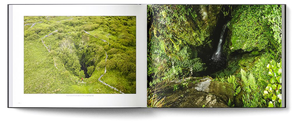 Sample double-page of the 'Burren' book showing two pothole cave entrances