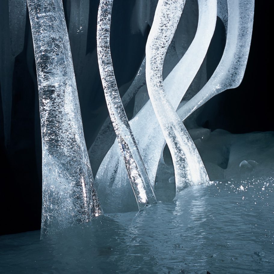 Bend ice formations in a cave