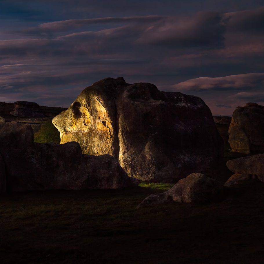 Limestone boulders at dawn