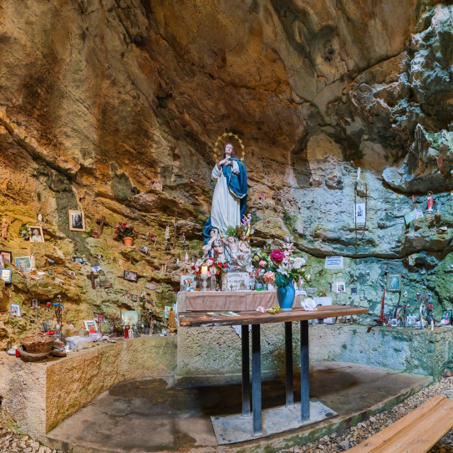 Underground altar in a cave chapel