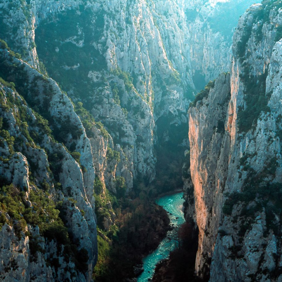 Deep canyon in limestone plateau
